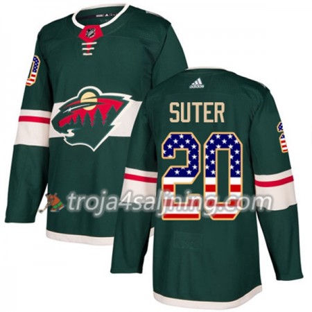 Minnesota Wild tröja Ryan Suter 20 Adidas 2017-2018 Grön USA Flag Fashion Authentic - NHL Tröjor Herr